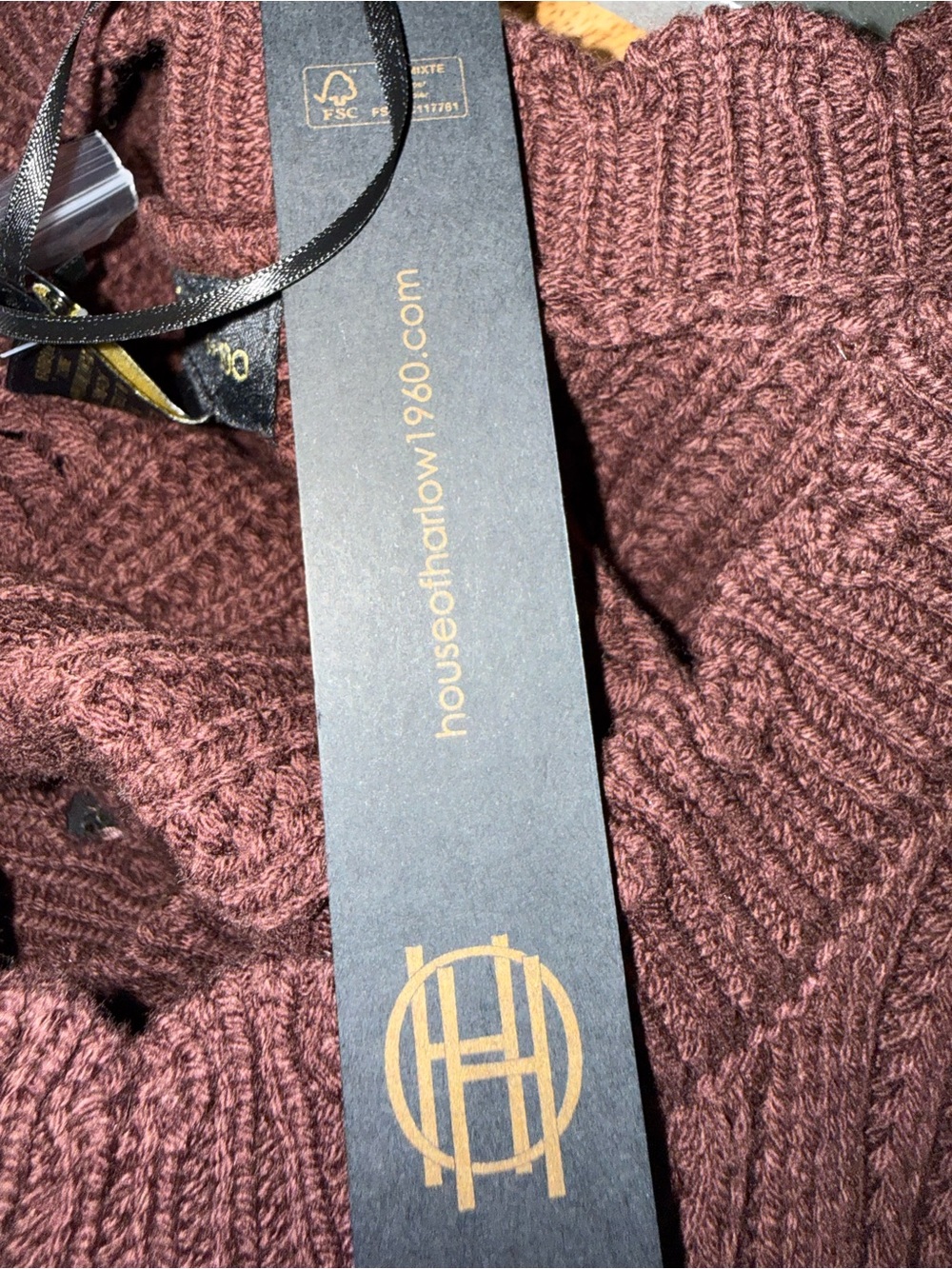 NWT. House of Harlow 1960. Chocolate Brown Cropped Knit Cardigan. Large. - Picture 12 of 13